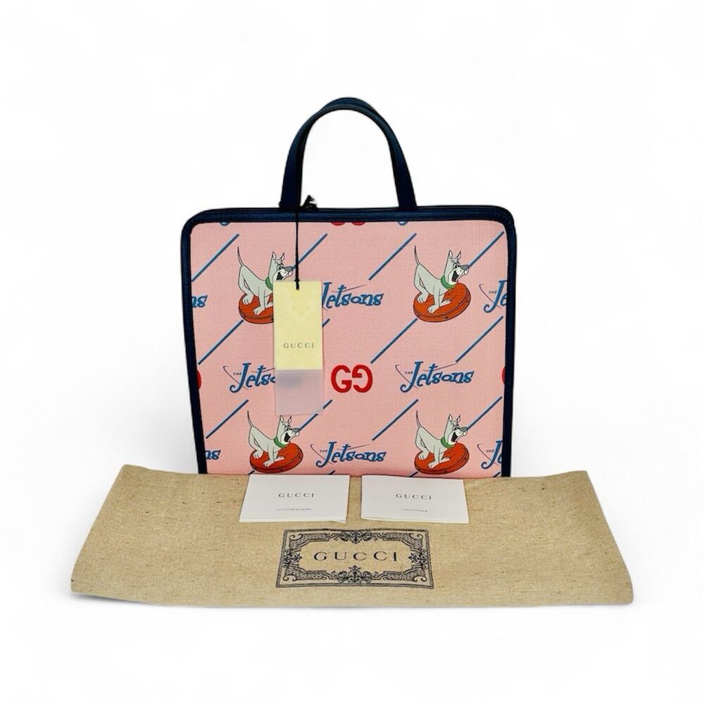 NWT GUCCI x Jetsons Printed GG Supreme Pink Small Tote Canvas Bag NWT
